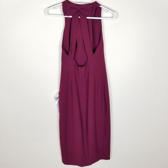 Dress the Population Women Emme Back Bow Sheath Cocktail Dress Size S Wine - Picture 4 of 8
